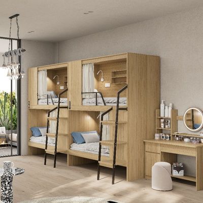 Hostel-Ready Volledig afgesloten Modern Appartement Houten bedden en staal voet trappen Ondersteuning aanpassing