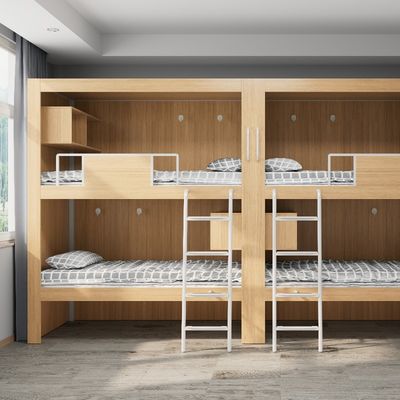 kopen 4000 X 900 X 2400 mm Houten kleur Fashion Bunk Bed Voor jeugdhostel Ondersteuning aanpassing online manufacture