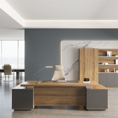 kopen Walnut Color Modern Manager Office Desk Commercieel meubilair Ondersteuning aanpassing online manufacture