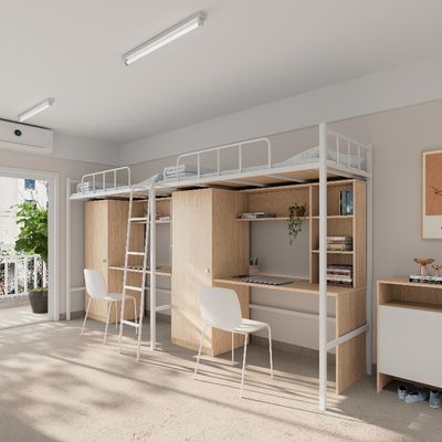 kopen 4000 X 900 X 2120 mm Volwassenen metalen frame bedden met bureau ondersteuning aanpassing online manufacture