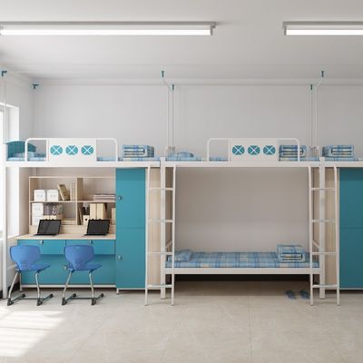 Modern multi-function blue series student apartment bed under the table four