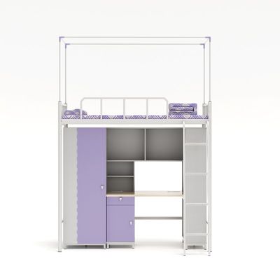 Student dormitory furniture purple white double spell multi-functional apartment bed with a desk
