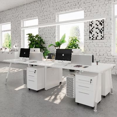 kopen Witte vierpersoons bureau met schermverdeler opslagkas en mainframe rack Ondersteuning aanpassing online manufacture