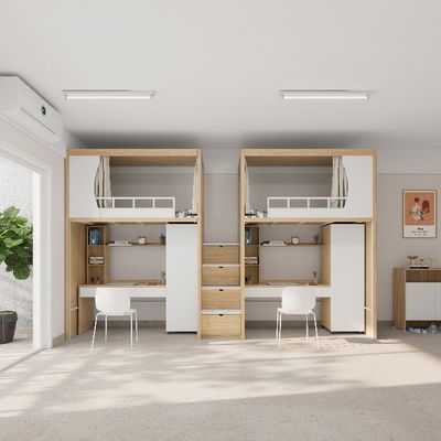 kopen Aanpasbaar ijzeren dubbel bed met gelijke breedte boven en onder slaapkamer school slaapkamer appartement meubels online manufacture