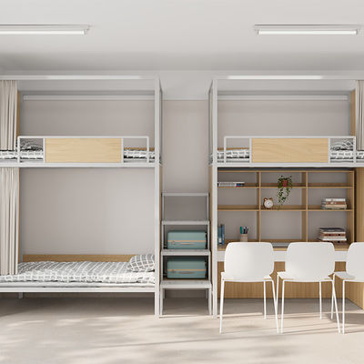 kopen Modern Design Metalen Bunk Bed Met Bureau Hoog Stabiliteit Meubelen Appartement Ondersteuning aanpassing online manufacture