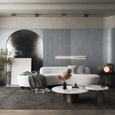 kopen Ondersteuning voor aanpassing Nordic Minimalism Lederofa Set, Office, Slaapkamer, Innovatief boogontwerp, Metalen benen, Driezitter, Stof online manufacture