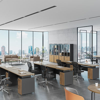 Company Office Independent Desk With Adjustable Height, Single Workspace With One Drawer And One Cabinet Storage Space