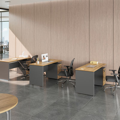 Company Office Independent Desk With Adjustable Height, Single Workspace With One Drawer And One Cabinet Storage Space