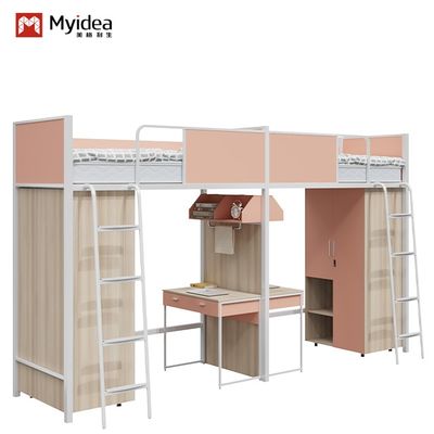 kopen Staal hout combinatie bunk bed met ingebouwde bureau / opslagruimte en montage vereist voor universitaire slaapzaal online manufacture