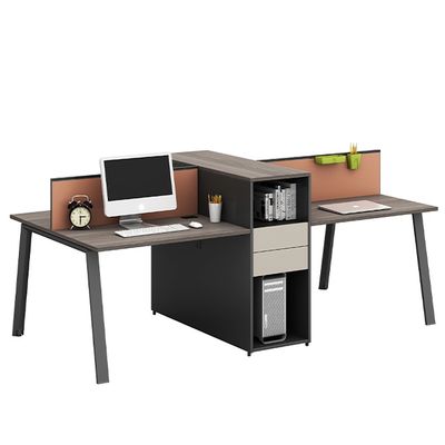 Two People Four Employees Office Work Computer Desk Screen Card Workstation Desk Combination for Commercial Furniture