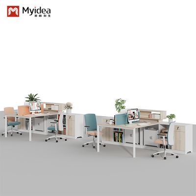Simple Modern Staff Desks and Chairs Commercial Furniture Customize Accepted , Six Seats Workstations with Card Holders for Finance Staff