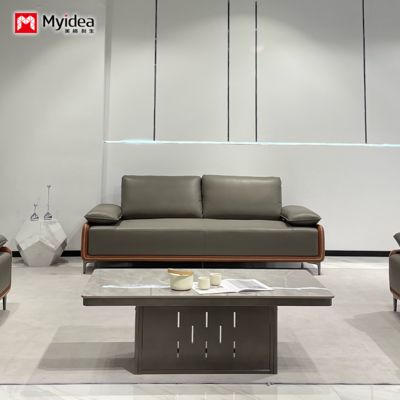 kopen Foshan Kantoorbank, Lederen Business Lounge, VIP Ontvangstruimte, Eenvoudige en Moderne directeursbank, Salontafel Combinatie online manufacture
