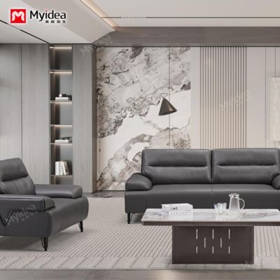kopen Modern kantoormeubilair Hotellobby CEO-kamer Receptie Lederen kantoorsofa set online manufacture