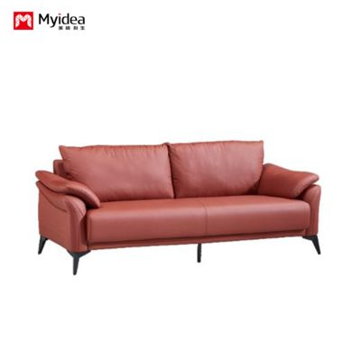 Cat Scratch Leather Sofa, Small-sized Living Room, Simple Double and Three Person Nordic Clothing Store Apartment, Orange Color