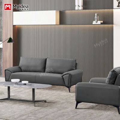 New sofa for commercial reception, new cat scratch leather office space, high-end reception sofa for guests