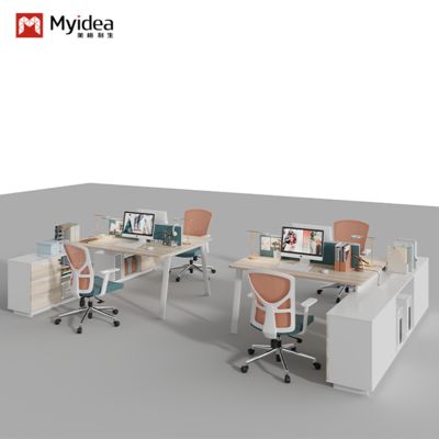kopen Foshan kantoormeubilair fabriek personeel bureau met twee personen met kast, vergrendelbare kantoor bureau, scherm stijl computer bureau online manufacture