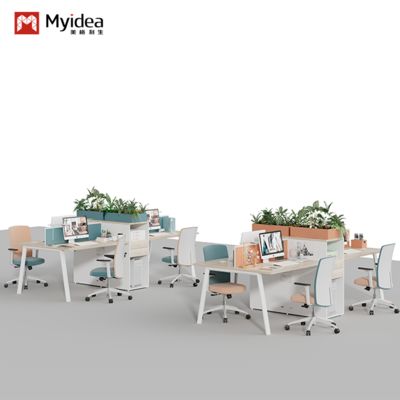 kopen Medewerkersbureau met opbergkast tegenover twee personen, Foshan populair kantoormeubilair, bureauscherm, personeelswerkplek online manufacture