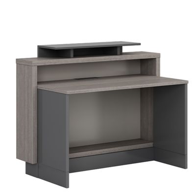 Bright Black Three Story Reception Desk, Company Reception Desk, Modern And Minimalist Style, Customer Reception Desk, Hotel Reception Desk