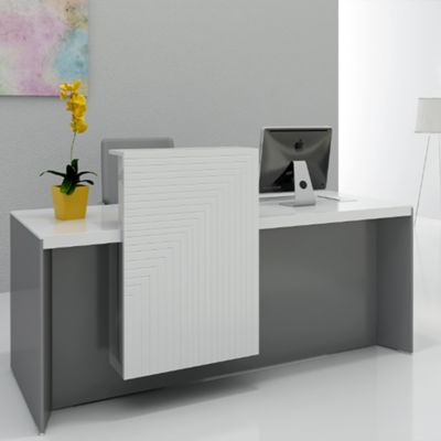 kopen Witte geschilderde glanzende receptie, modieus ontwerp, lichte luxe receptie, commerciële hotel lobby, kassier en receptie online manufacture