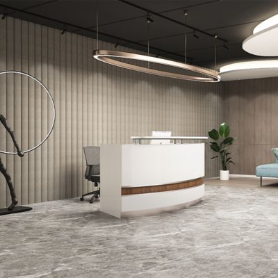 kopen Bedrijfsreceptie, Receptiebalie, Eenvoudige Moderne Kantoorbalie, Gebogen Hotellobby, Barkruk, Kassa online manufacture