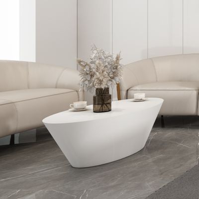 White Glossy Painted Coffee Table With Unique Texture, Coffee Table, Reception Area, Coffee Table, Sofa