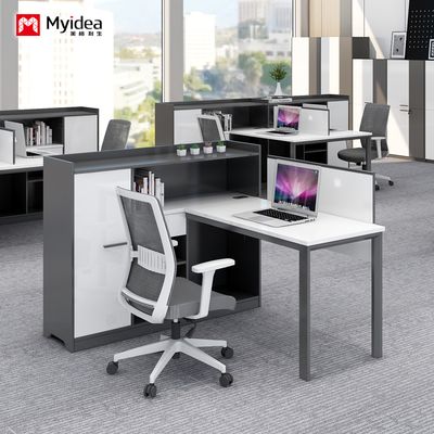 kopen Moderne minimalistische L-vormige bureau voor opslag, praktische computerbureau, enkelzijdige personeelsschermbureau online manufacture