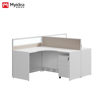 Foshan Wholesale Single Person L-shaped Staff Light Colored Screen Card Slot Simple Modern Screen Table and Chair Combination