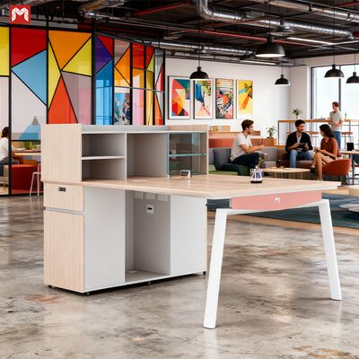 Modern Contemporary Staff Desk with Glass Screen and Eco-Friendly Office Furniture for Commercial Use