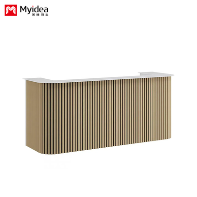 kopen Customization Houten rooster Receptie kantoor Receptie bureau, White Mountain Patterned Rock Board, Moderne en eenvoudige Receptie bureau online manufacture