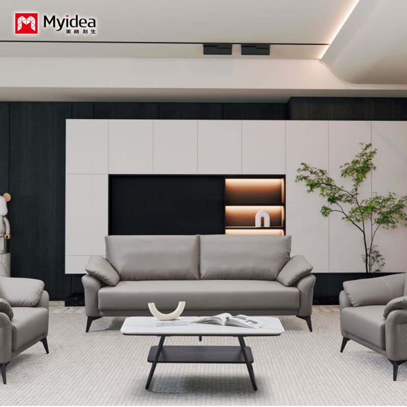 Cat Scratch Leather Sofa, Small-sized Living Room, Simple Double and Three Person Nordic Clothing Store Apartment, Orange Color