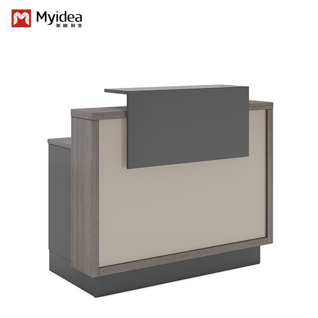 Bright Black Three Story Reception Desk, Company Reception Desk, Modern And Minimalist Style, Customer Reception Desk, Hotel Reception Desk