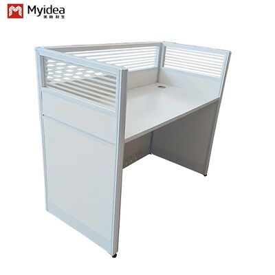 Moderne Houten Balie bureaus met Glazen Schermen voor Kantoorwerkplekken fabricage